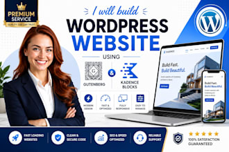 build wordpress website using gutenberg, kadence pro and kadence blocks