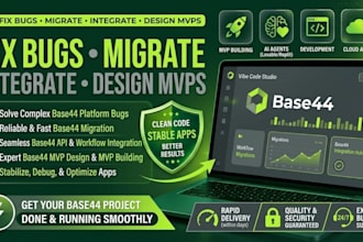 fix base44 bugs, base44 migration, base44 integration, base44 mvp