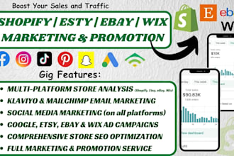 boost shopify or esty sales ebay promotion wix marketing and shopify promotion