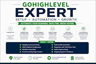 set up gohighlevel CRM, automation and sales funnels and landing pages