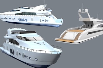 do 3d yacht and recreational, fishing, sailing, pontoon boat design services