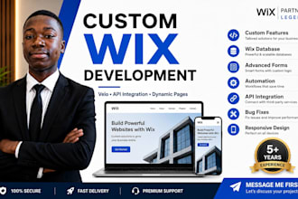 develop custom wix velo code,pages and API integration