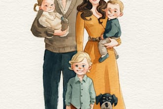 make watercolor family portrait