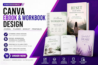 canva ebook design, canva workbook booklet printable journal planner design