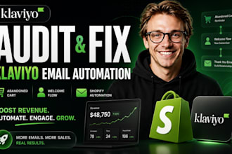 audit and fix klaviyo abandoned cart, welcome flow and shopify email automation