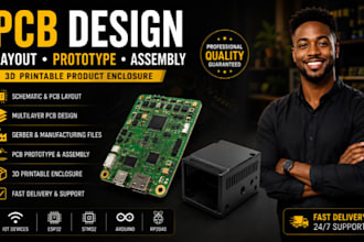 design pcb layout, prototype, pcb assembly and 3d printable product enclosure