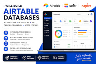 build airtable databases, automations, softr client portals, zapier integration