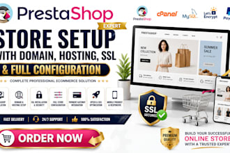setup prestashop store with domain hosting SSL and full configuration