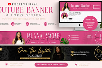 design an intriguing youtube banner and logo