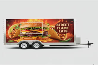 create food cart, food truck, food stall, car wrap any vehicle wrap design