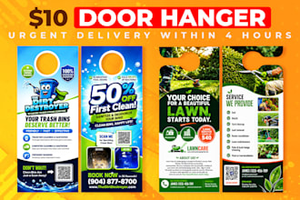 design professional door hanger, rack card, postcard, or flyer