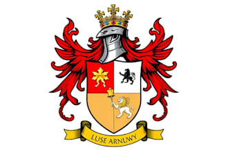 draw custom original coat of arms heraldic logo family crest