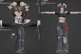 vrchat avatar, 3d character model, vtuber character and vroid with rigging