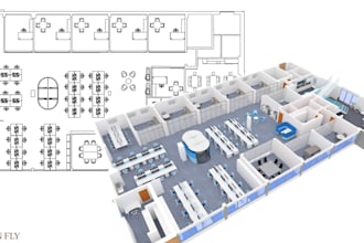 create smart 2d, 3d office planning, space planning and warehouse layout design