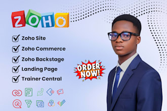 build website on zoho sites, zoho commerce landing page zoho backstage
