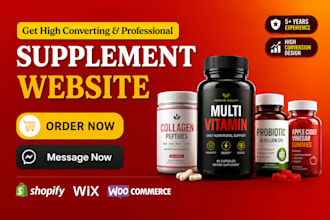 design supplement website health supplement shopify store vitamins website
