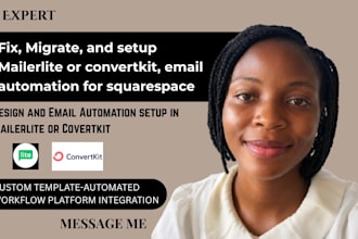 fix, migrate, and setup mailerlite or converkit email automation for squarespace