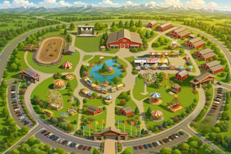 do vector or 3d isometric festival event map concert stage site plan map design