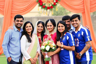 create group photo, weeding photo, family and sports team photo editing