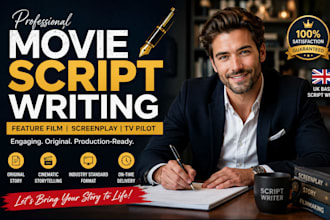 do movie script writing, feature film script,bscreenplay screenwriting TV pilot