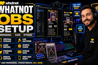 setup whatnot obs vertical streams for auctions and card breaks