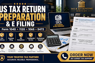 prepare and e file US tax return form 1040 1120 1065 and 5472