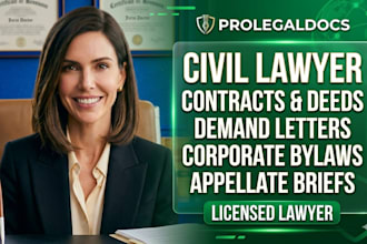 civil contract demand letter corporate bylaws appellate brief as licensed lawyer