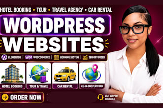 create hotel booking or car rental website, travel and car rental website