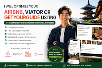 optimize your airbnb experience or viator, listing