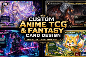 design custom anime tcg ccg fantasy card template trading card game illustration