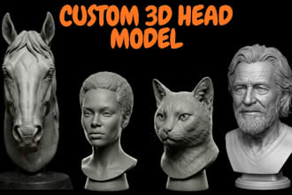 sculpt realistic 3d head model, 3d bust, face likeness stl for 3d printing