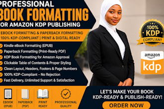 do book formatting, and  paper back formatting, kindle e book