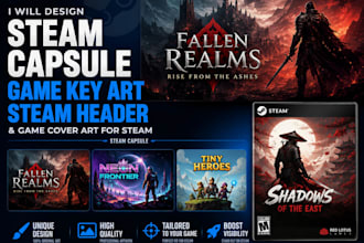 design steam capsule game key art steam header capsule, game cover art for steam