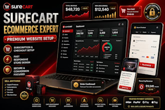 design modern surecart ecommerce website with subscriptions and checkout setups