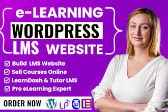 build elementor wordpress elearning website lms website learndash tutor lms pro