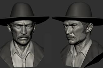 create custom realistic 3d character sculpting, 3d bust model for 3d printing