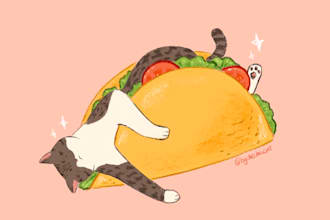 draw a cute portrait of your cat as a food