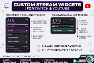 make twitch custom widgets and overlays sub, follower goal