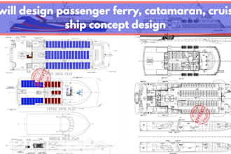 design passenger ferry, catamaran, cruise ship concept design