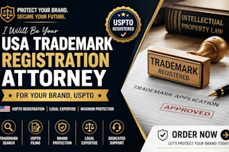 be your usa trademark registration attorney for your brand, uspto