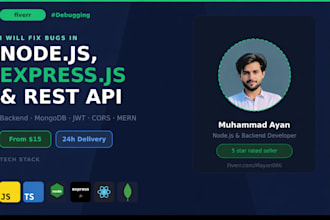 fix your nodejs, expressjs API bugs and backend errors fast