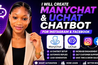 create manychat and uchat chatbot for instagram and facebook
