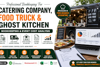 do catering company food truck ghost kitchen bookkeeping and event cost analysis