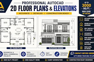 create 2d autocad floor plans and elevations