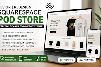 design redesign squarespace website print on demand ecommerce website pod store