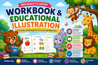 design workbook illustration, workbook illustration, kindergarten illustration