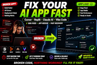 fix your vibe code, replit, cursor or claude ai web app bugs fast