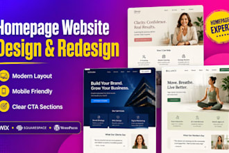 design redesign homepage website wix squarespace or wordpress website