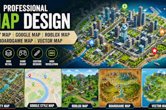 create a fantastic city map, goggle map, roblox game map, boardgame, vector map