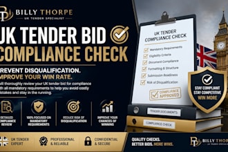 check UK tender bid for compliance before submission preventing disqualification